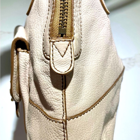 FOSSIL Bag & FREE Wallet, Tate Dome Shoulder Satchel, Cream and Green Wallet - Picture 14 of 17